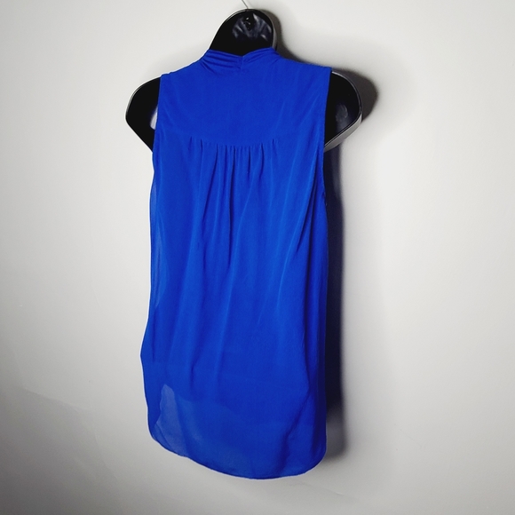 Babaton Deep V Ruffled Neck Sheer Silk Top - Picture 6 of 7